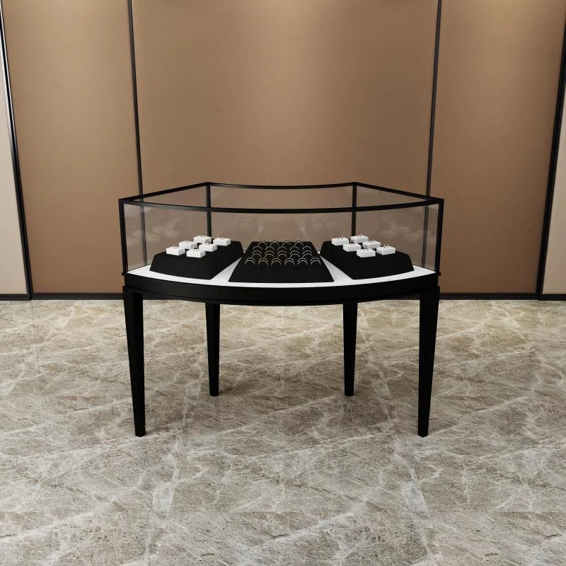 Curved transparent glass showcase jewelry showcase jewelry boutique counter antique jade gold shelf customization