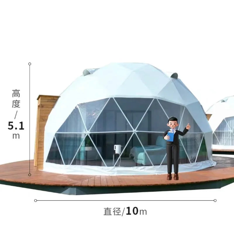 Custom Durable Outdoor Waterproof Round Luxury Resort Glamping Geodesic Hotel Steel Reflective Mirror Glass Dome Tent For Sale