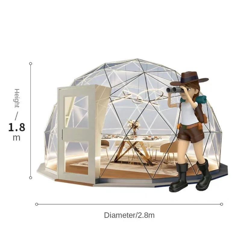 Custom Durable Outdoor Waterproof Round Luxury Resort Glamping Geodesic Hotel Steel Reflective Mirror Glass Dome Tent For Sale