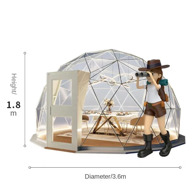 Custom Durable Outdoor Waterproof Round Luxury Resort Glamping Geodesic Hotel Steel Reflective Mirror Glass Dome Tent For Sale