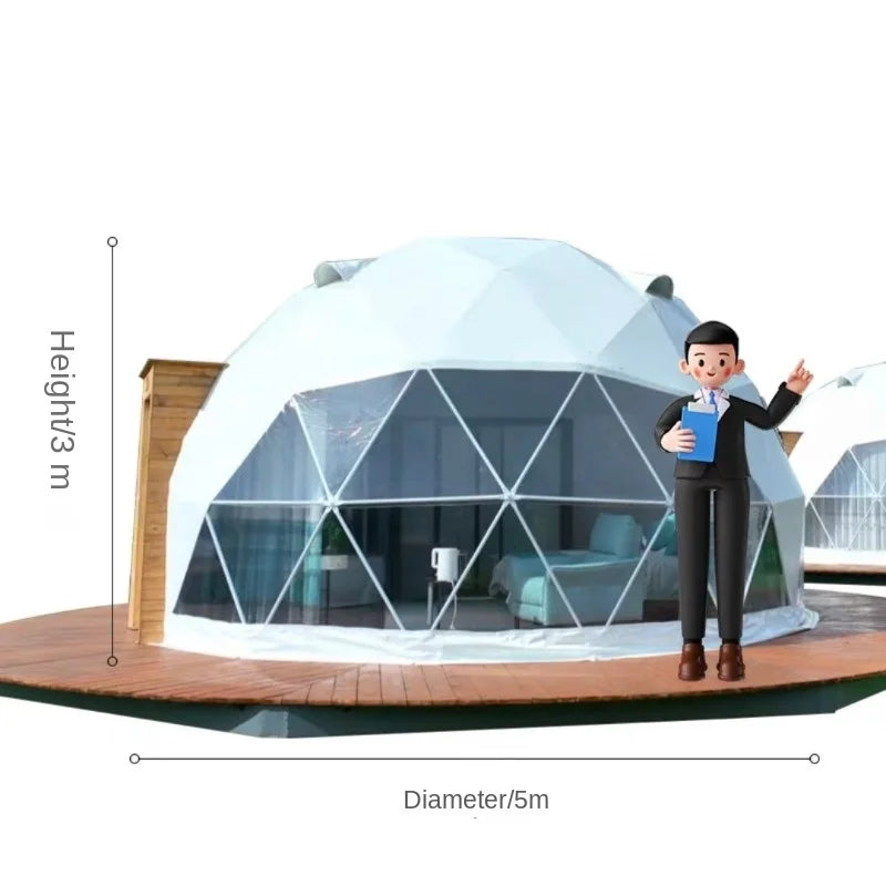 Custom Durable Outdoor Waterproof Round Luxury Resort Glamping Geodesic Hotel Steel Reflective Mirror Glass Dome Tent For Sale