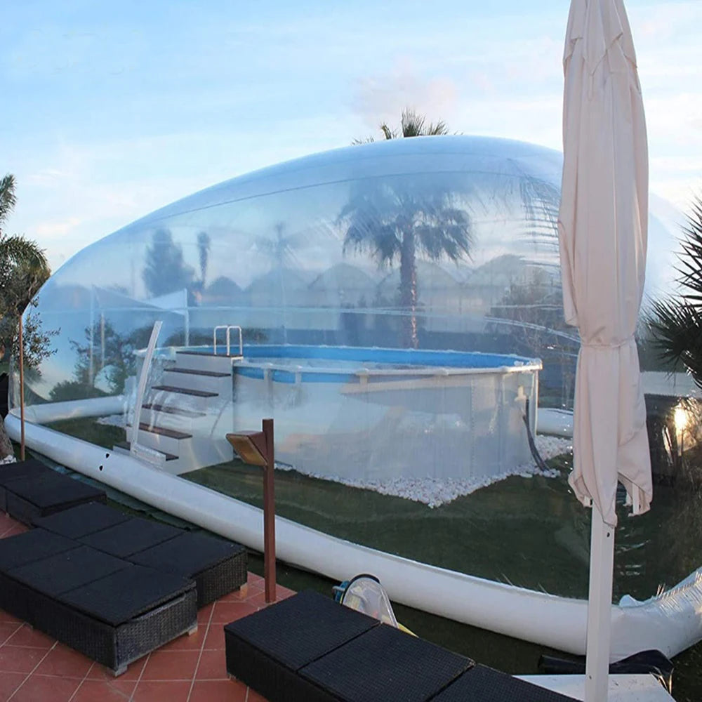 Custom Inflatable Swimming Pool Cover Air Transparent Bubble Inflatable Pool Cover Dome PVC Rectangular Blow Up Cover Outdoor