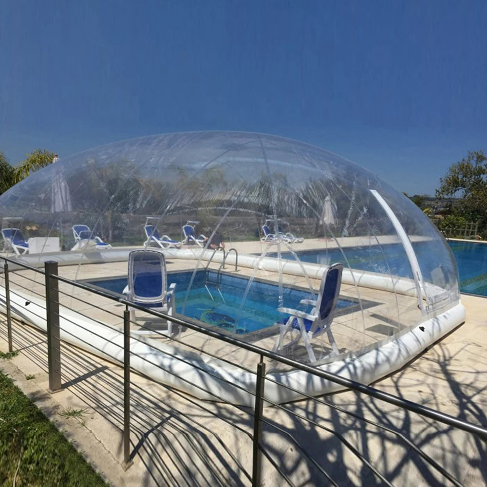 Custom Inflatable Swimming Pool Cover Air Transparent Bubble Inflatable Pool Cover Dome PVC Rectangular Blow Up Cover Outdoor