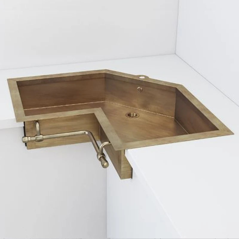 Custom Ltalian Kitchen Sink big sink American retro wash basin Corner large sink ndermount table basin brass sink