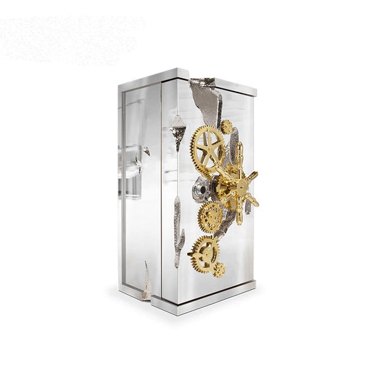 Custom Luxury Indoor Hotel Stainless Steel Gradevin With Lock Villa  Home Decorative Wine Cabinet