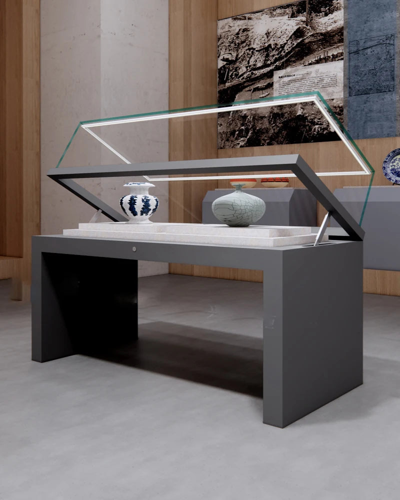 Custom Museum Display Cabinet Antique Porcelain Glass Cabinet Art Statue Counter Factory Sample Exhibition Hall Display Cabinet