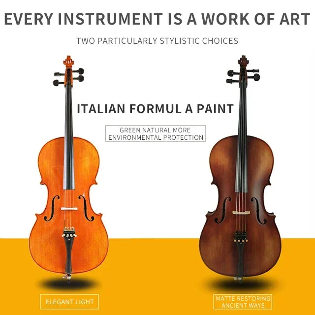 MMOOKA Custom Oil Varnish Ebony Fingerboard Acoustic Handmade Professional Violin 4/4 Cello Made in China