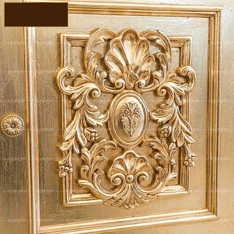 Custom-made European style living room wine cabinet solid wood carved gold foil lockers display lockers