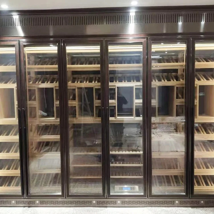 Custom stainless indoor refrigerator with strong compressor cellar wine display