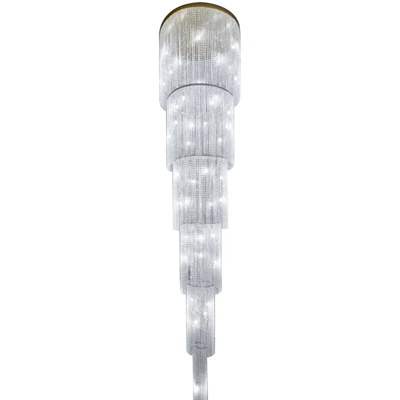 Custom staircase lamp long crystal chandelier modern duplex building living room large chandelier villa crystal lamp