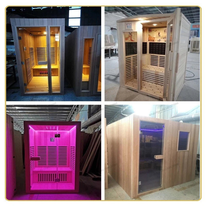 Customization of a multi person wooden dry wet steam beauty salon, sauna, sweat steam integrated room in a villa hotel