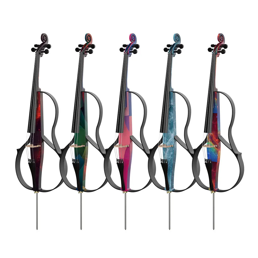 MMOOKA Customized 4/4 Universe Colored Solid Wood Advanced Electric/Silent Cello Kit Full Size DIY Your Logo OEM Special Skin