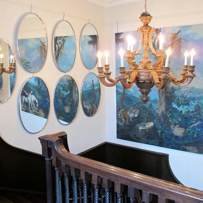 Customized American retro  wood carving wooden chandelier villa living room luxury atmosphere Nordic personalized creativity