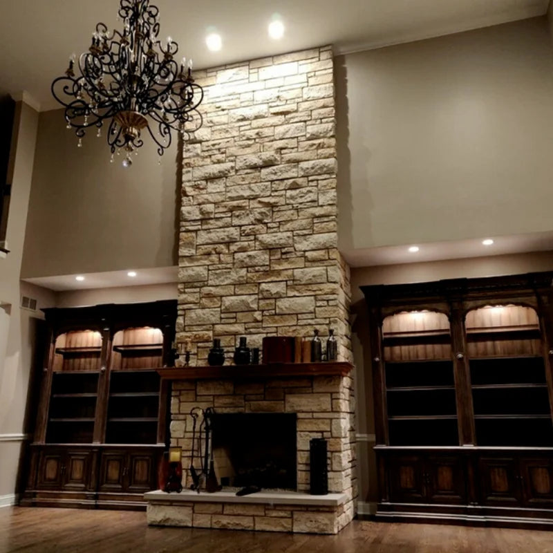 Customized European-Style Retro Wood Gold Foil Distressed Large Iron Multi-Head Villa Hollow Dining Room Decorative Chandelier