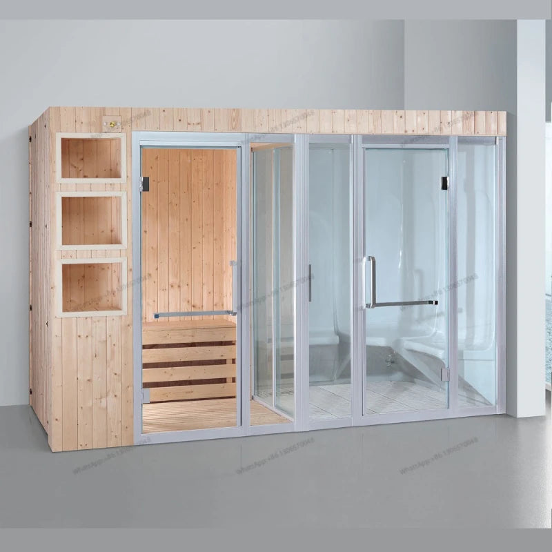 Customized Korean style sauna and sweat steaming room for home use in a multi person dry wet steaming integrated room in a villa