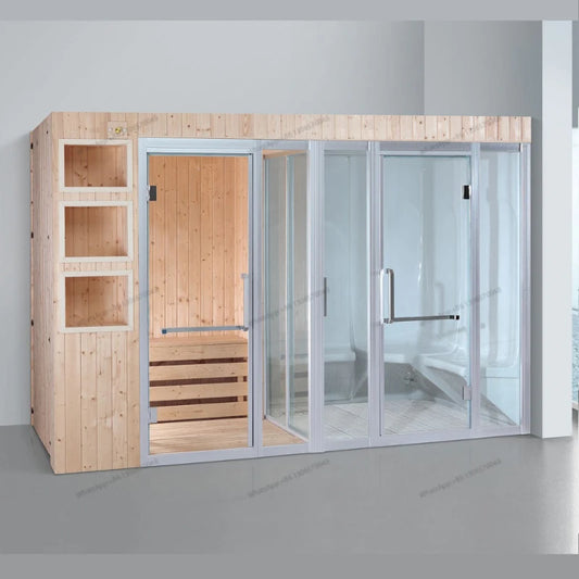 Customized Korean style sauna and sweat steaming room for home use in a multi person dry wet steaming integrated room in a villa