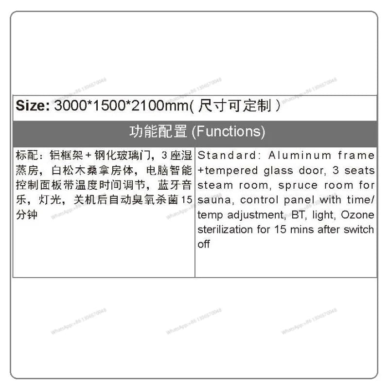 Customized Korean style sauna and sweat steaming room for home use in a multi person dry wet steaming integrated room in a villa