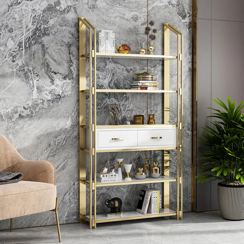 Customized Modern Shelf Affordable Luxury Style Metal Display Shelf Bookshelf Boycase Floor Nordic Display Shelf Living Room