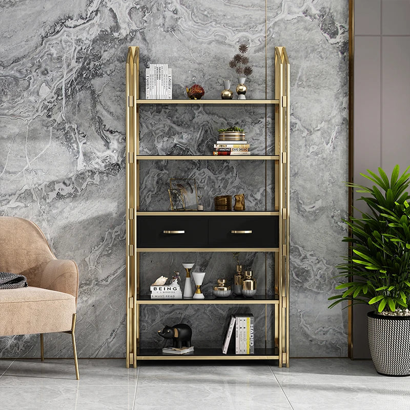 Customized Modern Shelf Affordable Luxury Style Metal Display Shelf Bookshelf Boycase Floor Nordic Display Shelf Living Room