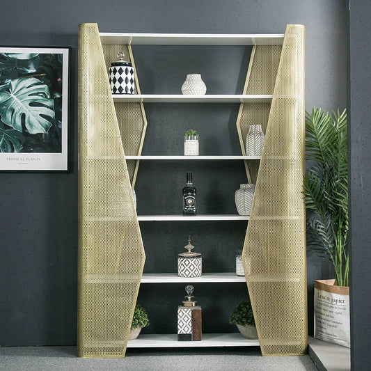 Customized Nordic Multi-Layer Bookshelf Floor Iron Storage Rack Light Luxury Living Room Office Storage Display Stand Creative