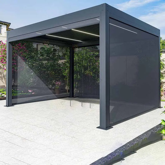 Customized aluminum alloy electric louvers for outdoor pavilions, courtyards, modern Chinese style villas, gardens, pavilions, a