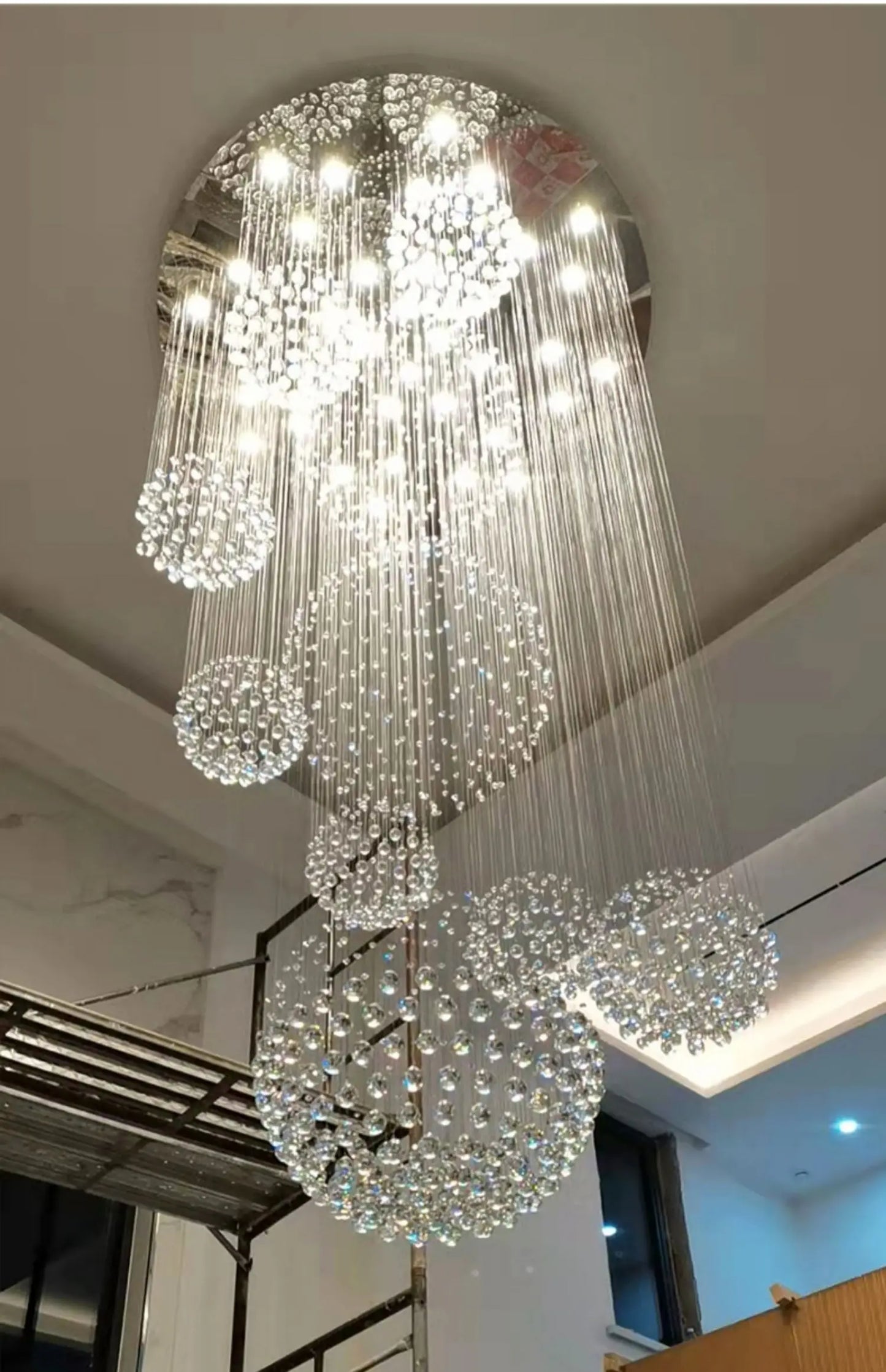 Customized crystal chandelier for duplex building, air stair lamp, office building, hall lamp, villa, air chandelier