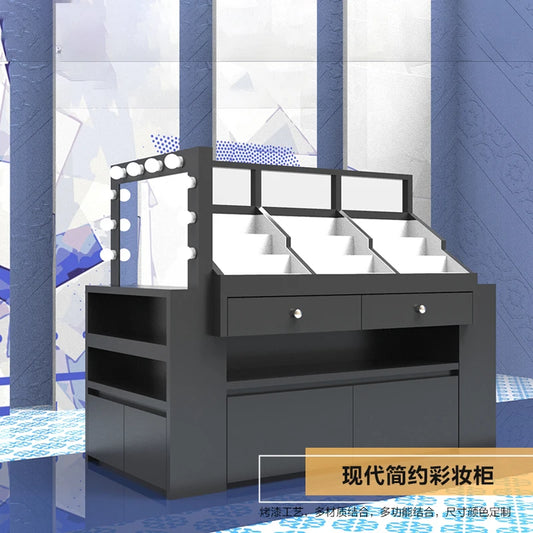 Customized double-sided makeup Zhongdao display cabinet makeup counter cosmetics display cabinet supermarket display cabinet sto