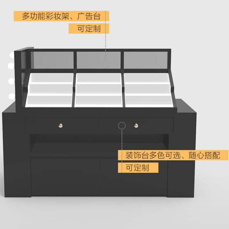 Customized double-sided makeup Zhongdao display cabinet makeup counter cosmetics display cabinet supermarket display cabinet sto