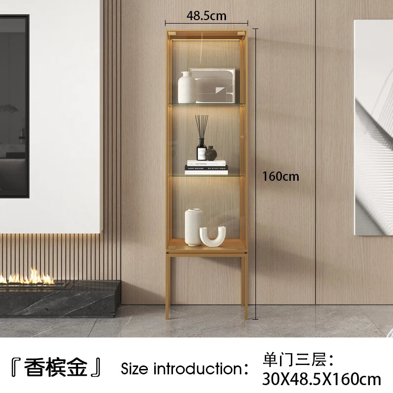 Customized light luxury glass display cabinet for wine cabinet, modern and simple glass door, single door living room, wall cabi