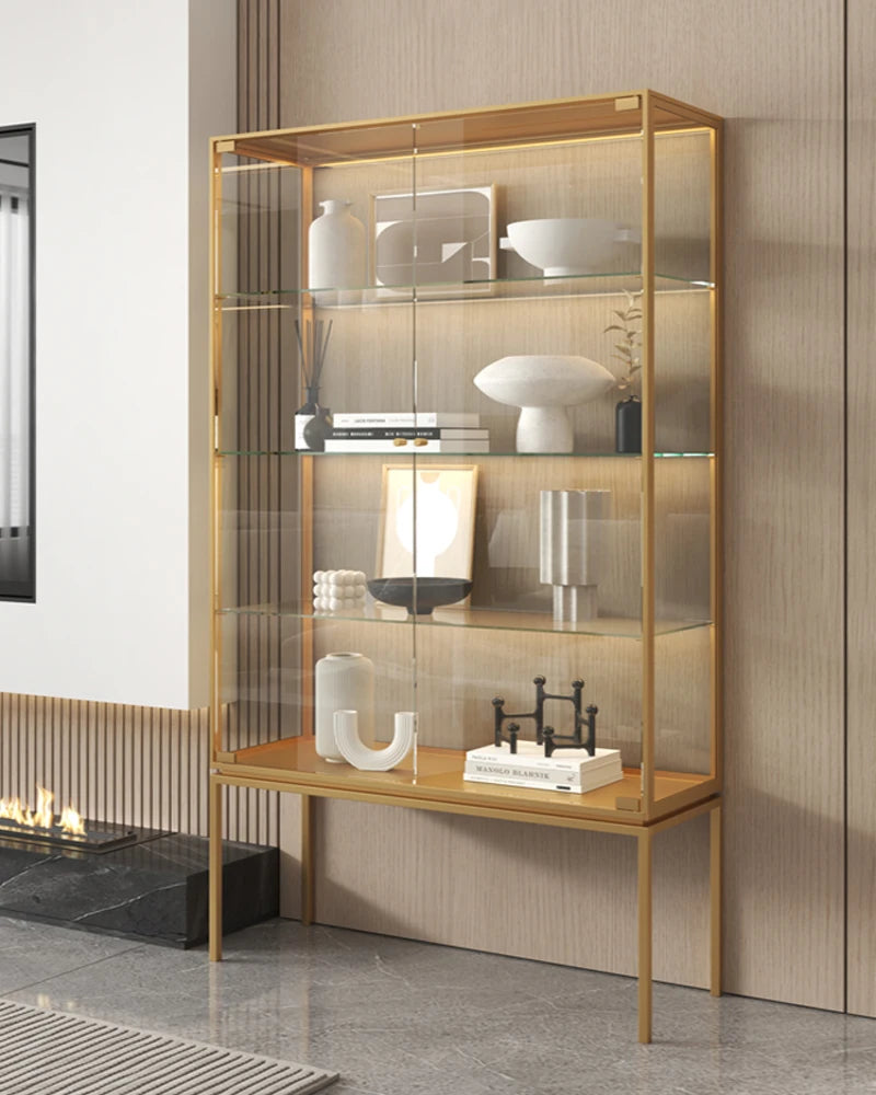 Customized light luxury glass display cabinet for wine cabinet, modern and simple glass door, single door living room, wall cabi