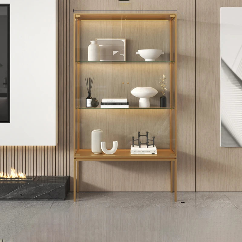 Customized light luxury glass display cabinet for wine cabinet, modern and simple glass door, single door living room, wall cabi