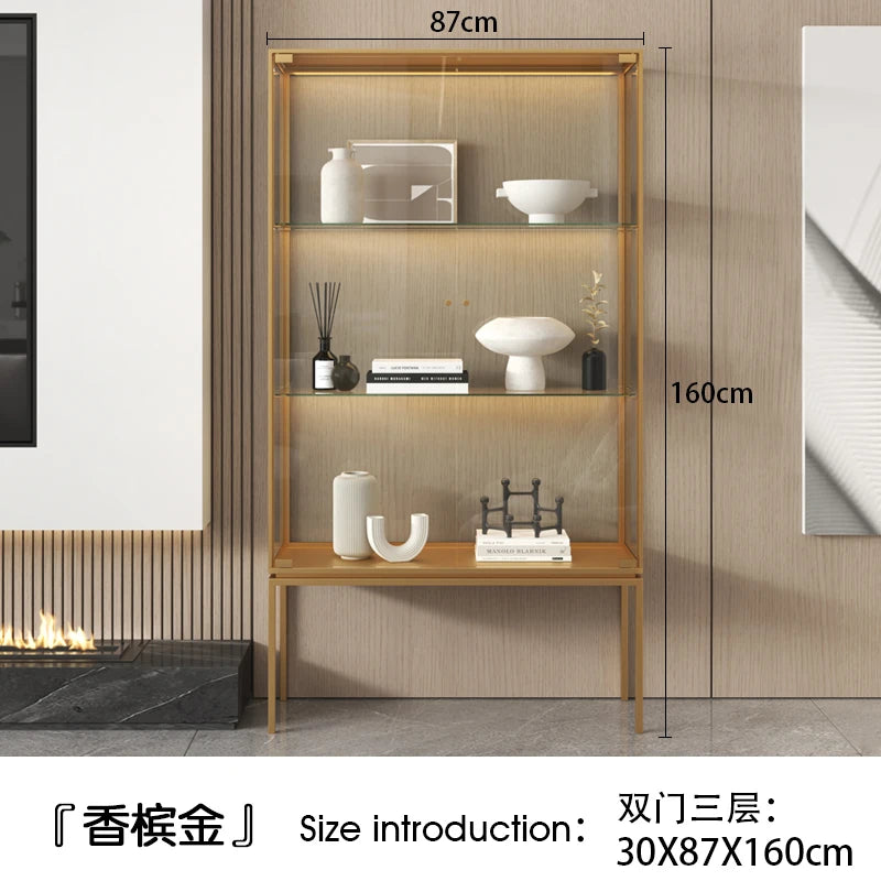 Customized light luxury glass display cabinet for wine cabinet, modern and simple glass door, single door living room, wall cabi