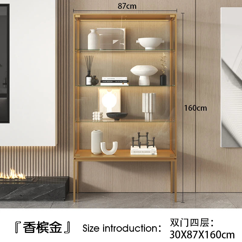 Customized light luxury glass display cabinet for wine cabinet, modern and simple glass door, single door living room, wall cabi