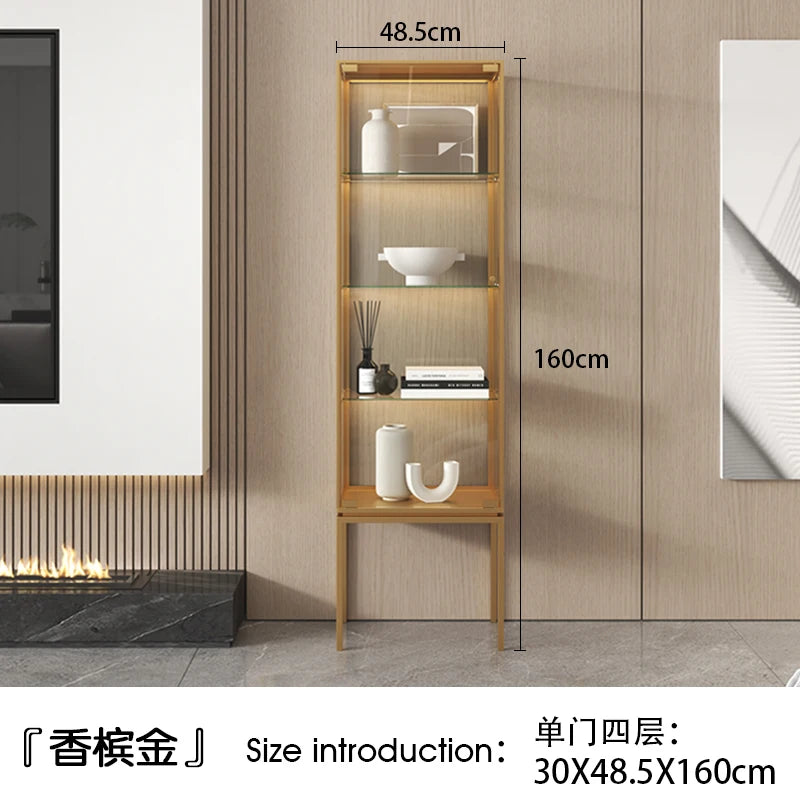 Customized light luxury glass display cabinet for wine cabinet, modern and simple glass door, single door living room, wall cabi