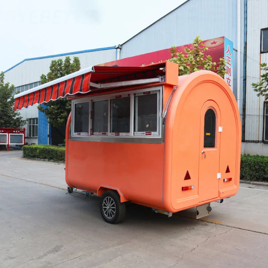 Customized mini food truck, small circular food trailer, outdoor mobile fast food truck, price suitable for business