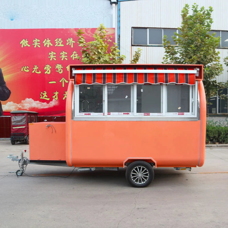 Customized mini food truck, small circular food trailer, outdoor mobile fast food truck, price suitable for business