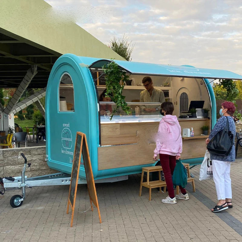 Customized mini food truck, small circular food trailer, outdoor mobile fast food truck, price suitable for business