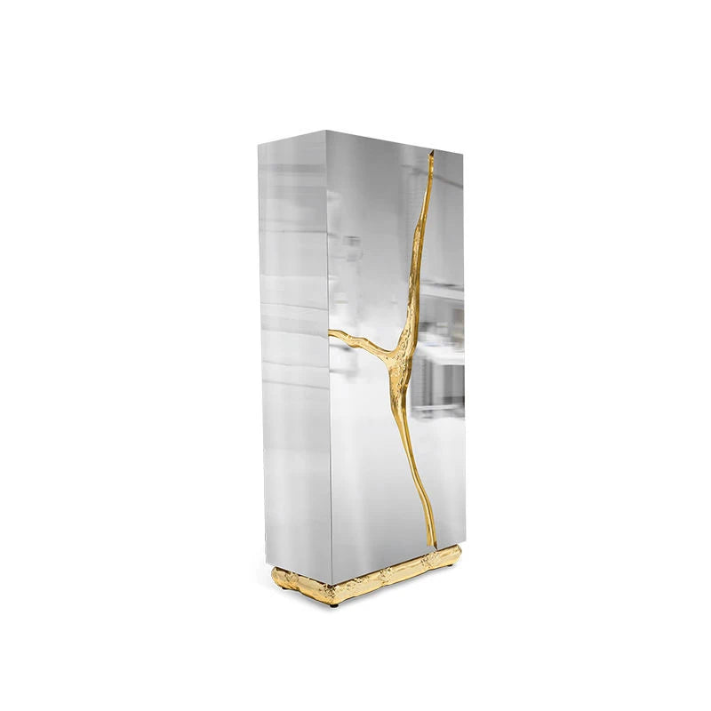 Customized stainless steel living room white glass cabinets furniture divider