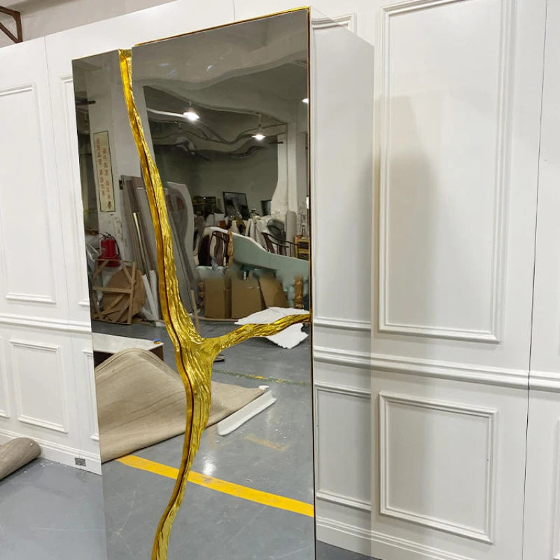 Customized stainless steel living room white glass cabinets furniture divider