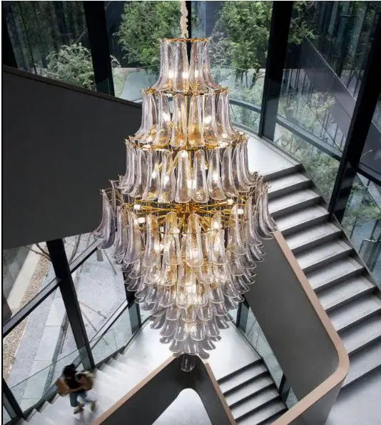 Customized villa duplex building banquet hall picking high-rise building stairwell hotel lobby living room glass art chandelier