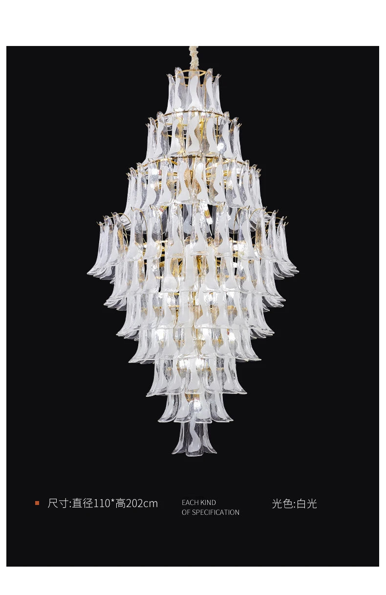 Customized villa duplex building banquet hall picking high-rise building stairwell hotel lobby living room glass art chandelier