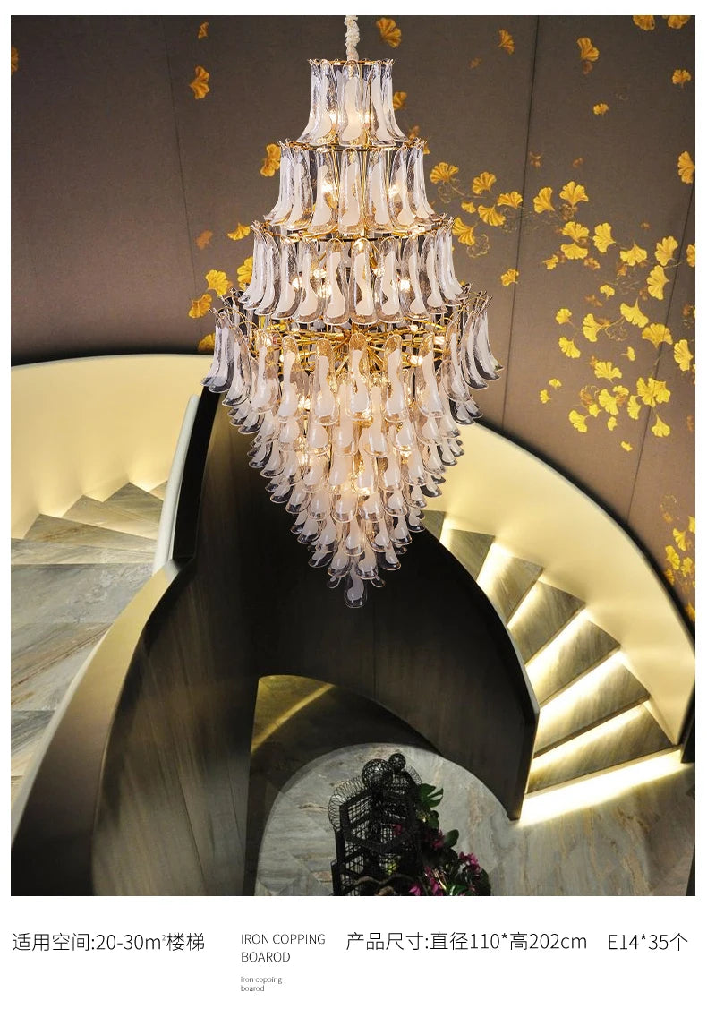 Customized villa duplex building banquet hall picking high-rise building stairwell hotel lobby living room glass art chandelier