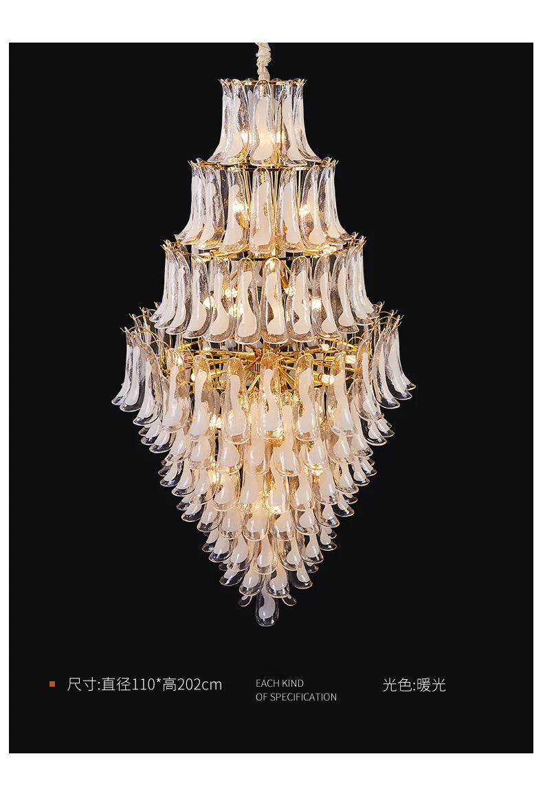 Customized villa duplex building banquet hall picking high-rise building stairwell hotel lobby living room glass art chandelier