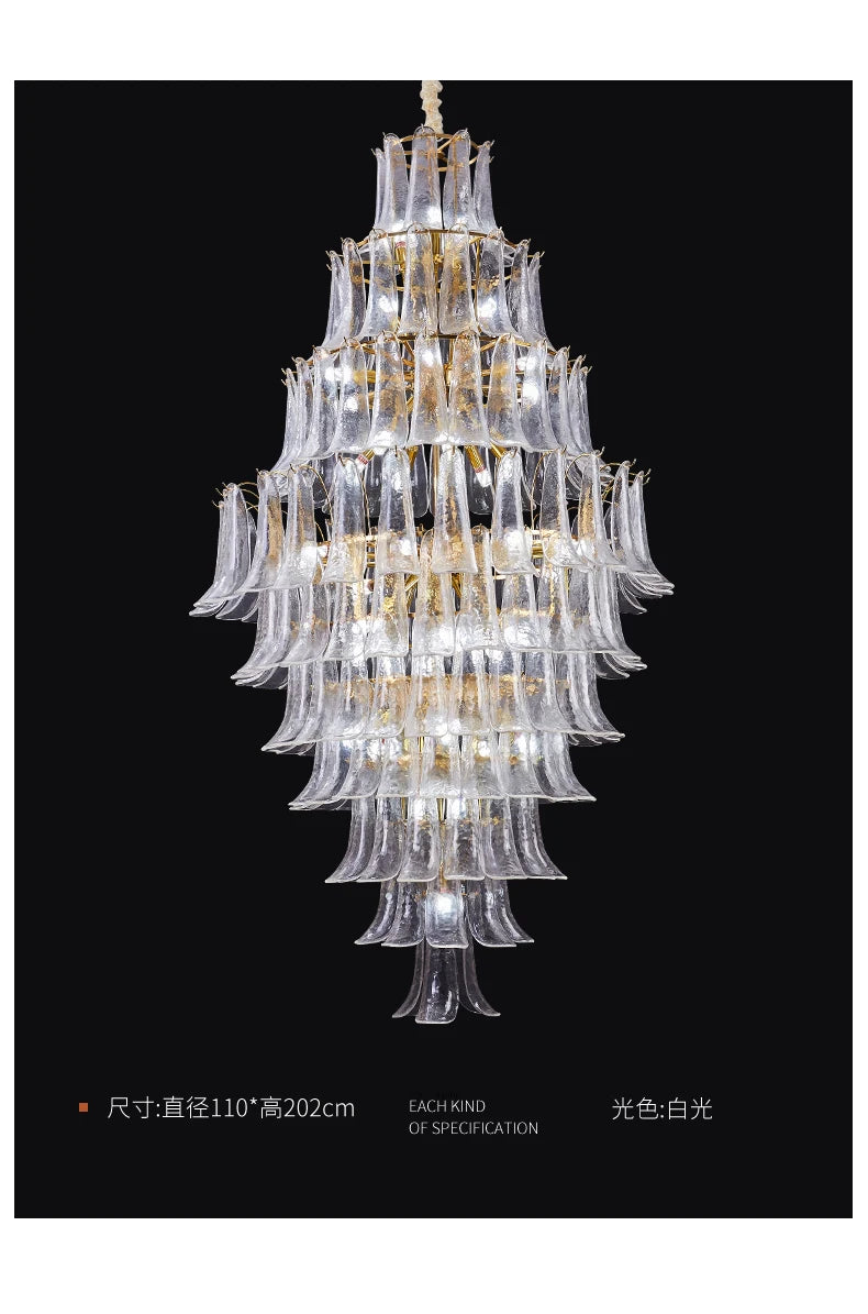 Customized villa duplex building banquet hall picking high-rise building stairwell hotel lobby living room glass art chandelier