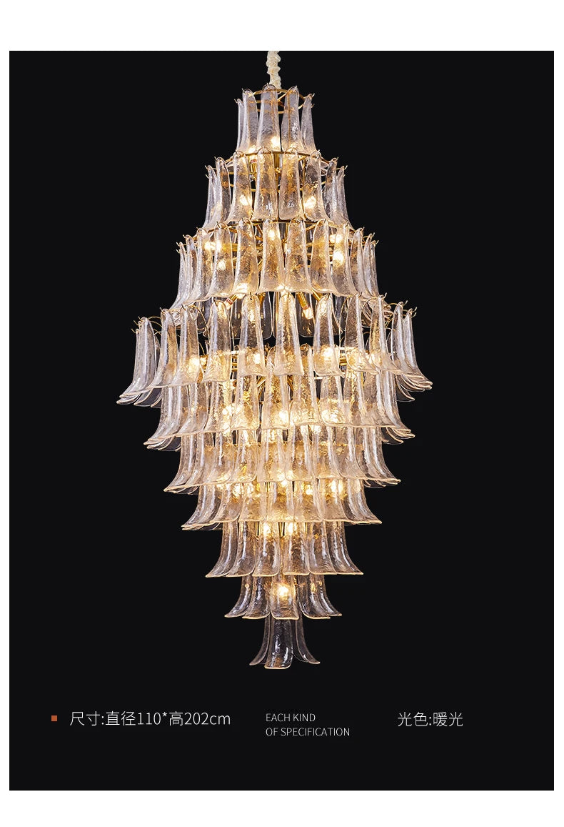 Customized villa duplex building banquet hall picking high-rise building stairwell hotel lobby living room glass art chandelier