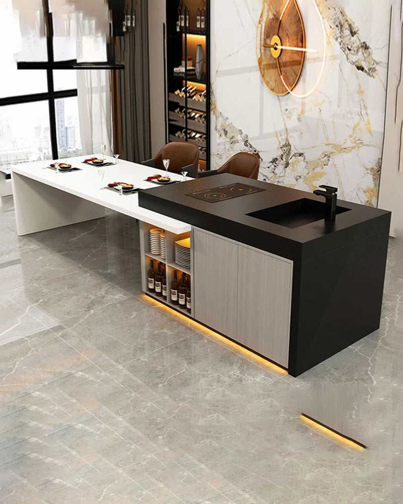 Customized water bar table for household dining table, finished plate table top, retractable western kitchen, rock plate guide t