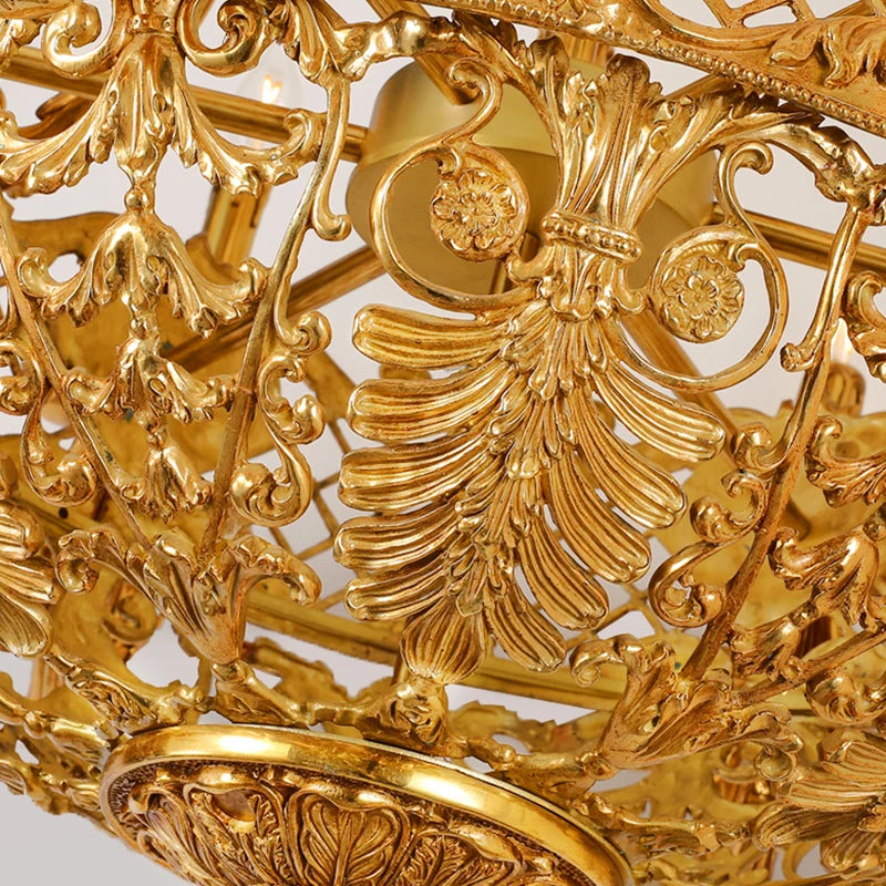 DINGFAN Copper Candle Chandelier French Living Room Dining Room Lamp Vintage Villa Hotel Hall Brass Lamp