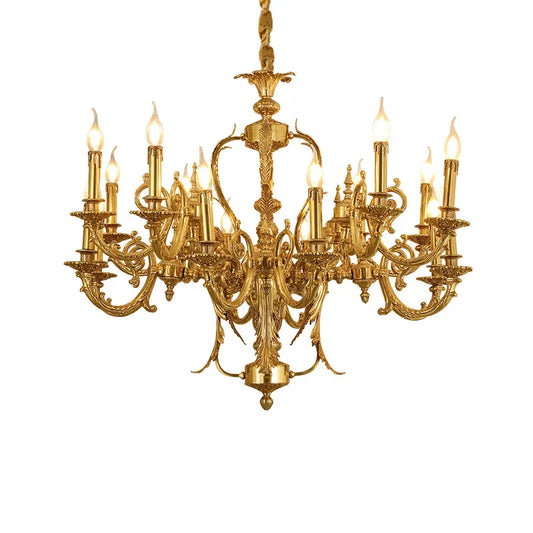 DINGFAN European Style Living Room Villa Duplex Luxury Dining Room Bedroom Copper Lamp French Vintage Brass Chandelier