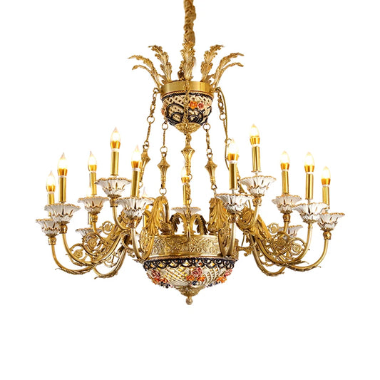 DINGFAN  Factory European Living Room Brass Luxury American Retro Villa Bedroom Dining French Copper Classic Chandelier