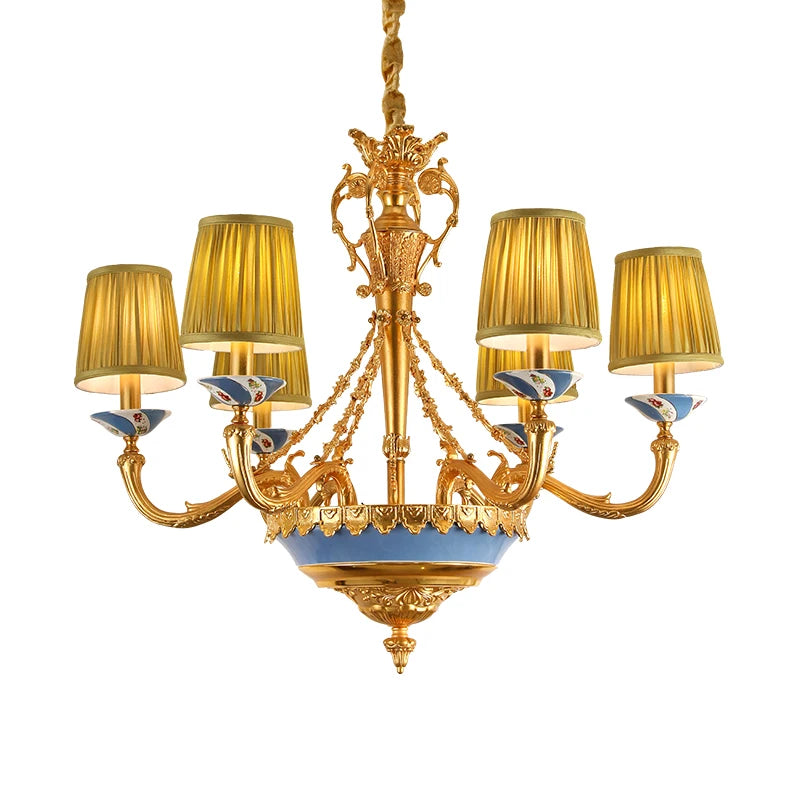 DINGFAN French All-Brass Carved Chandelier Hotel Creative Chandelier Villa Hall Luxury Art Chandelier